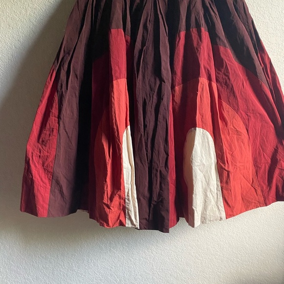 Casey Casey Designer Abstract Patterned Pleated Circular Motif Midi Mod Skirt XS - Picture 11 of 16